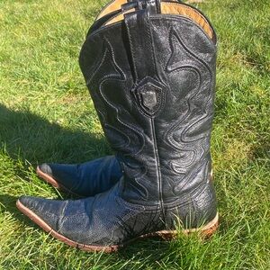 Wild West Boots 950505 men’s Black Genuine Leather Stingray Cowboy Boots Size 8